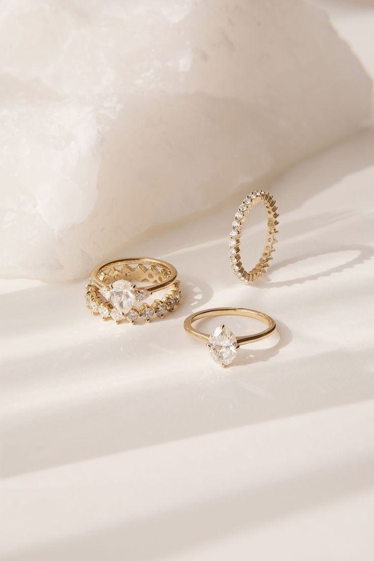 Gold rings on silk